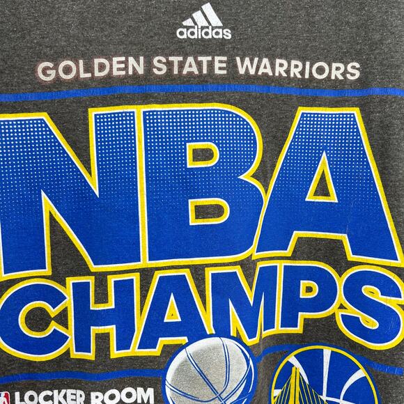Adidas (L) Gray Golden State 2015 4X NBA Champs Locker Room Edition Go-To Tee - Picture 5 of 9